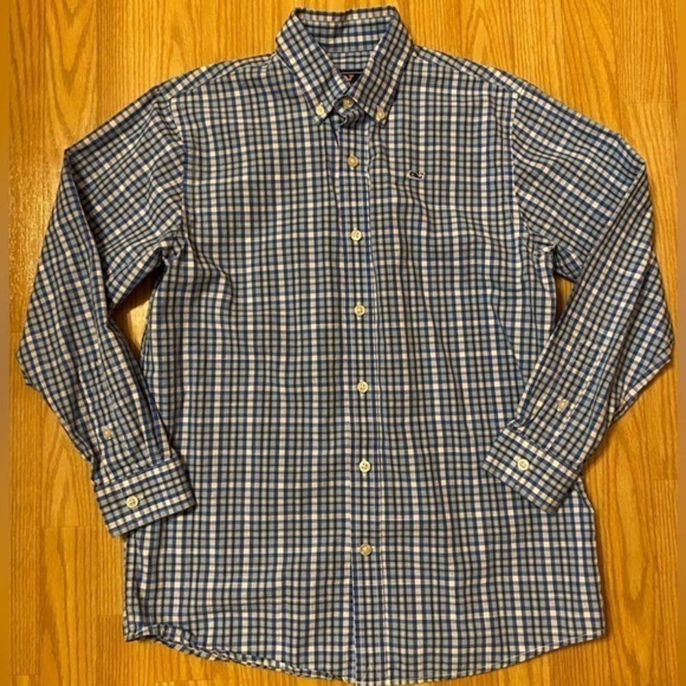 Vineyard Vines Boys Plaid‎ Long Sleeve Button Whale Shirt